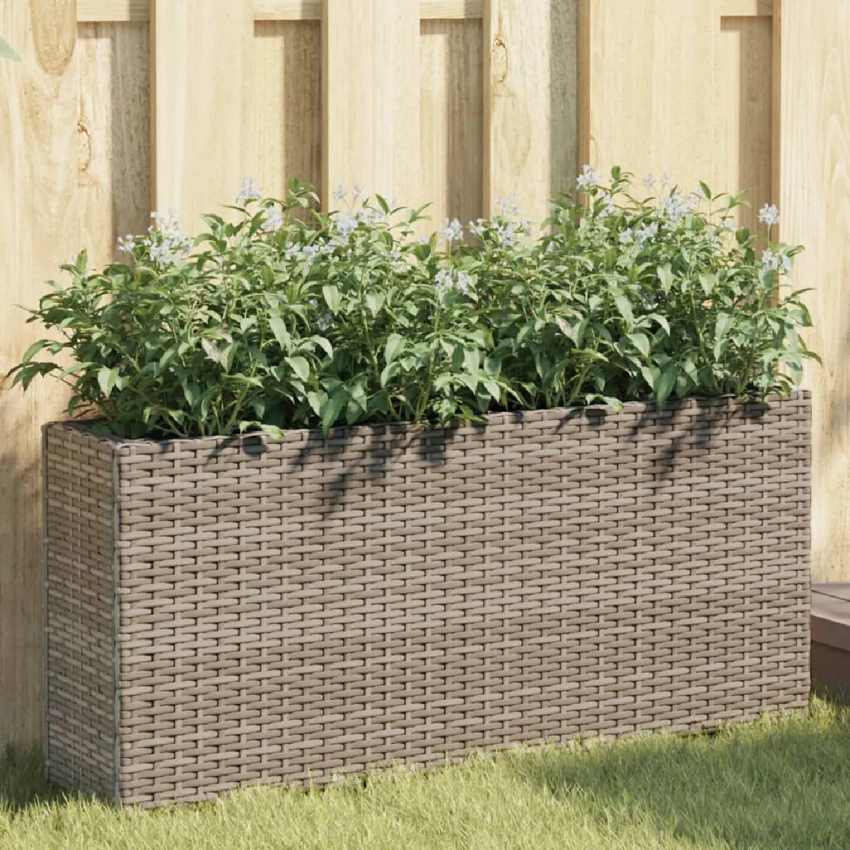 vidaXL Jardinière avec 2 pots 90x20x40 cm résine tressée jardinière dextérieur bac à fleurs bac à tomates 366409 - vue 2