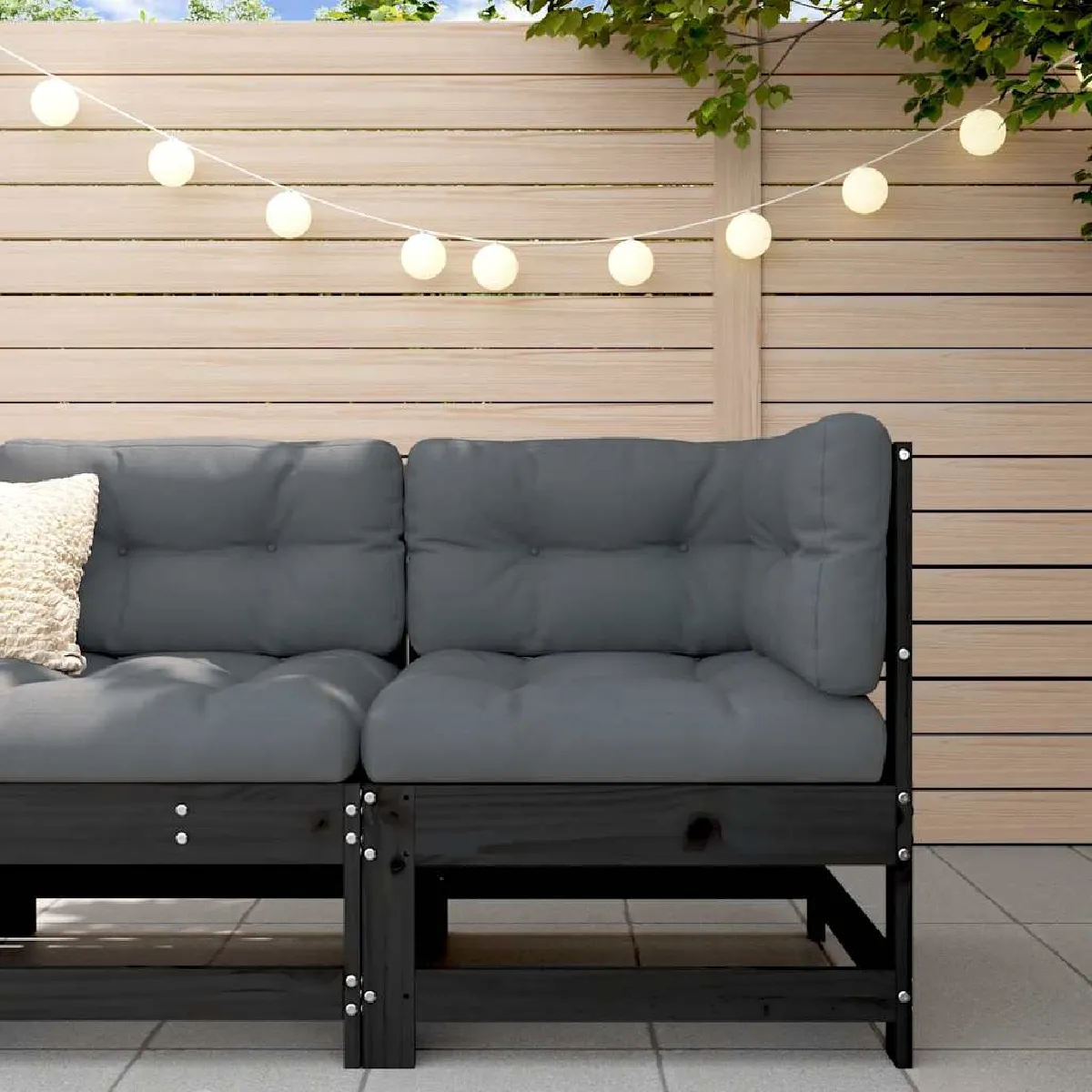 vidaXL Canapé d'Angle avec Coussins Siège avec Dossier Meuble de Jardin Terrasse Balcon Patio Extérieur Bois de 825653 - vue 9