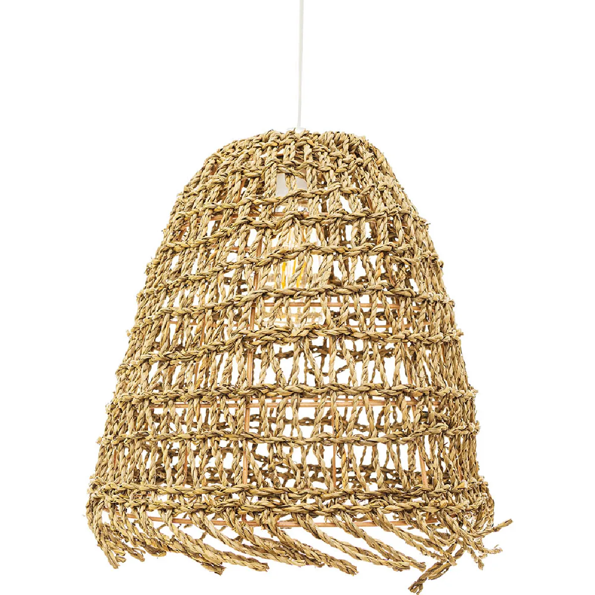 Lampe de plafond en rotin - Lampe suspendue stile Boho Bali - Linei Bois naturel