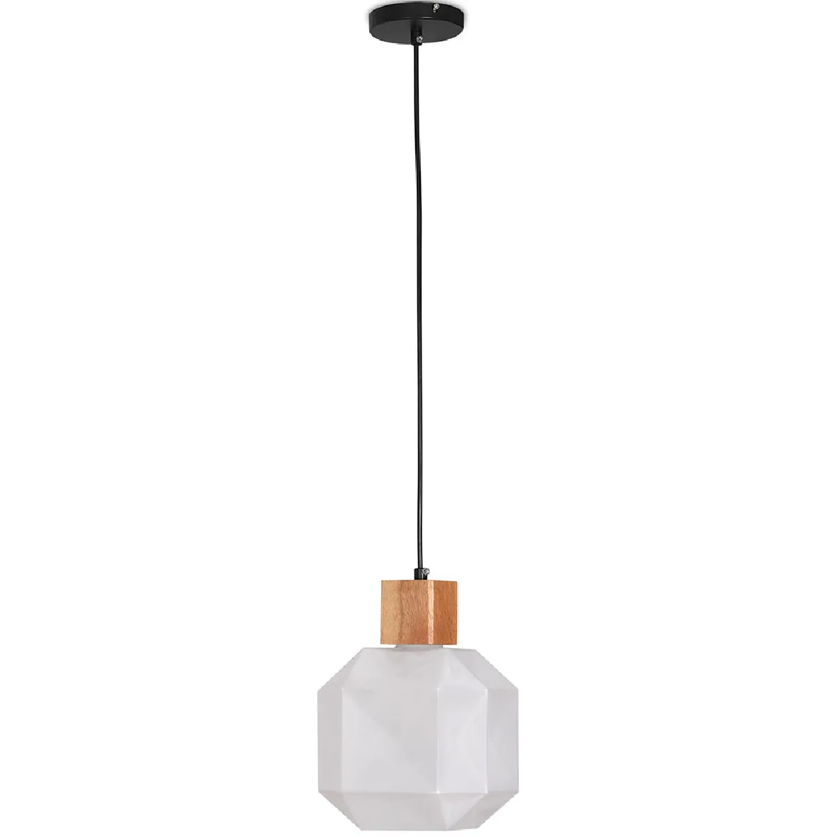 Lampe de plafond en bois et verre - Lampe suspendue design - Bumba Blanc Lampe de plafond en bois et verre - Lampe suspendue design - Bumba Blanc