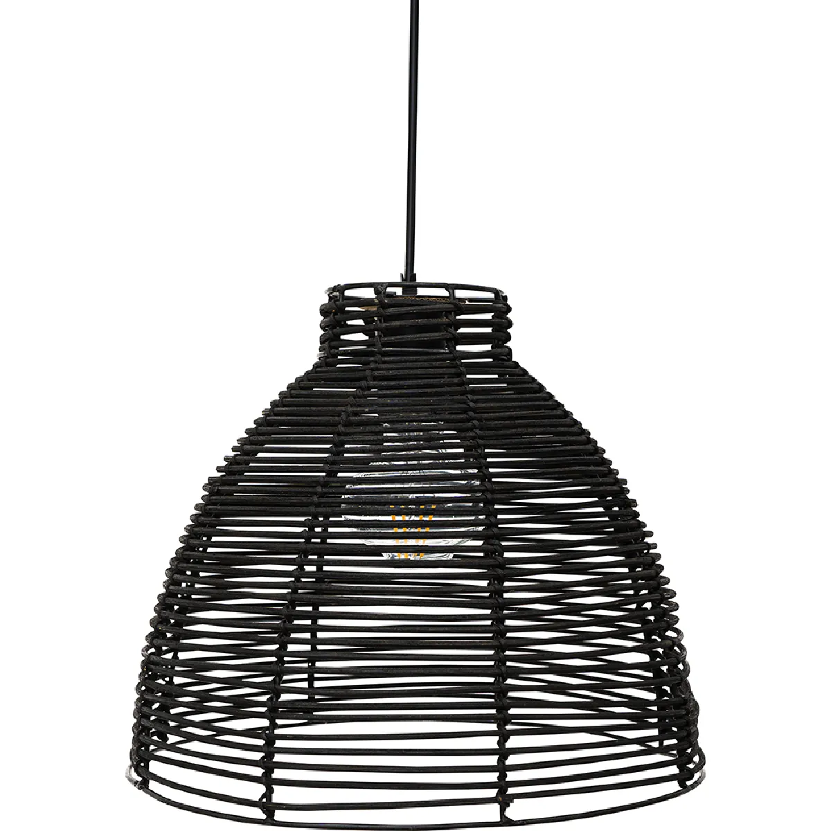 Lampe de plafond en rotin noir - Lampe suspendue de stile Boho Bali - Gian Noir