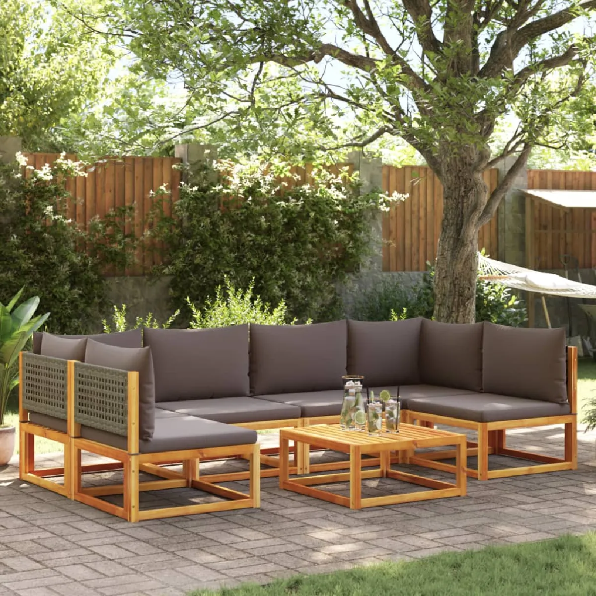 VidaXL Salon de jardin 7 pcs Bois d'acacia - vue 5