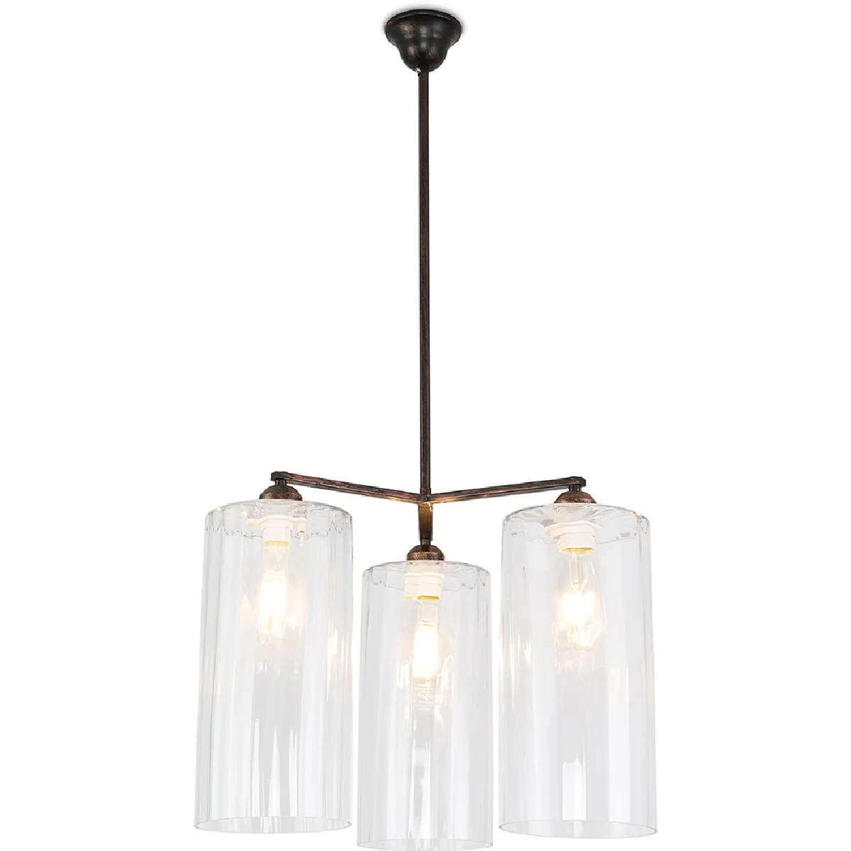Lampe de plafond en cristal - Lampe suspendue - 3 bras - Reg Bronze