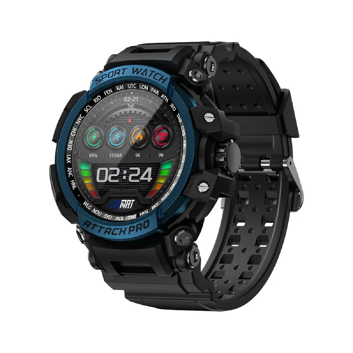 Yonis Noir/Bleu Montre Connectée Sportive Multifonction 1.39
