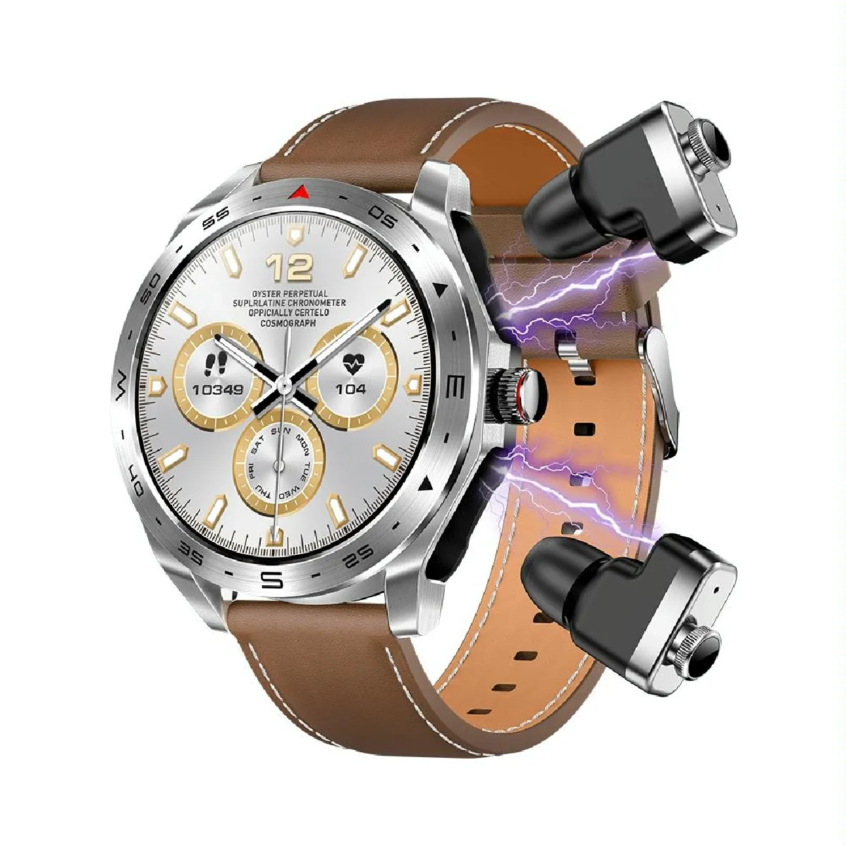 Yonis Argent Montre Connectée Écouteurs Bluetooth Santé