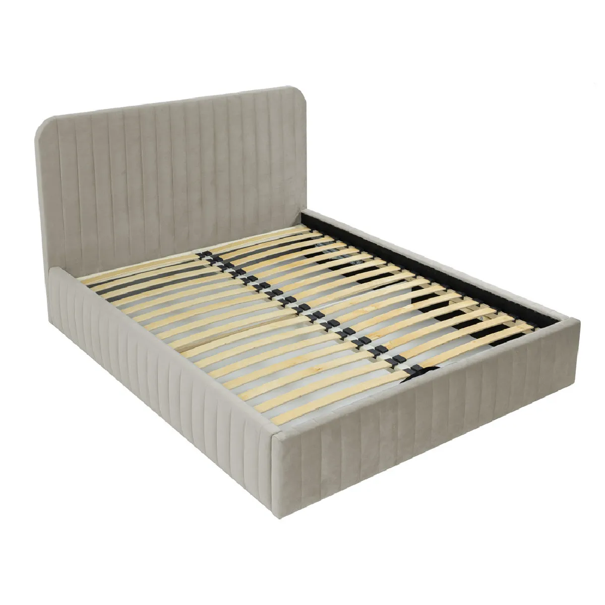 Bestmobilier Lit coffre velours - Beige