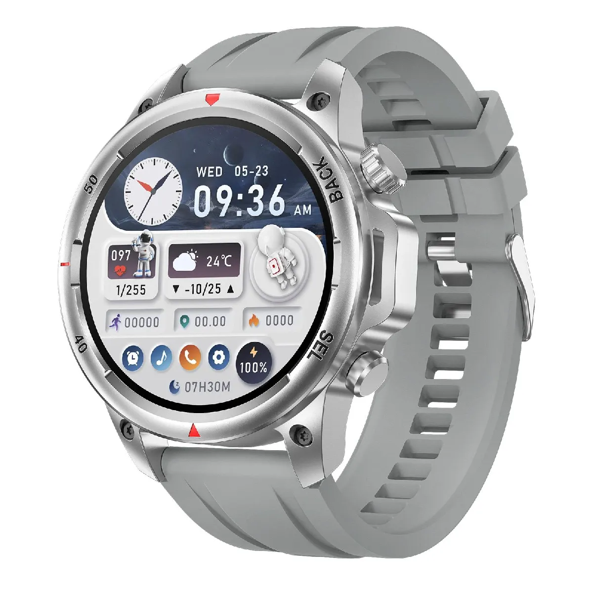 Yonis Argent Montre Connectée Sport Ip67 Bluetooth Santé