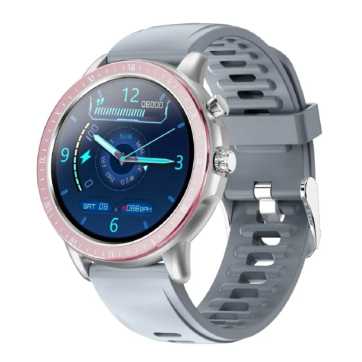 Yonis Argent Montre Connectée Avec Cardio - 1,3 Pouces