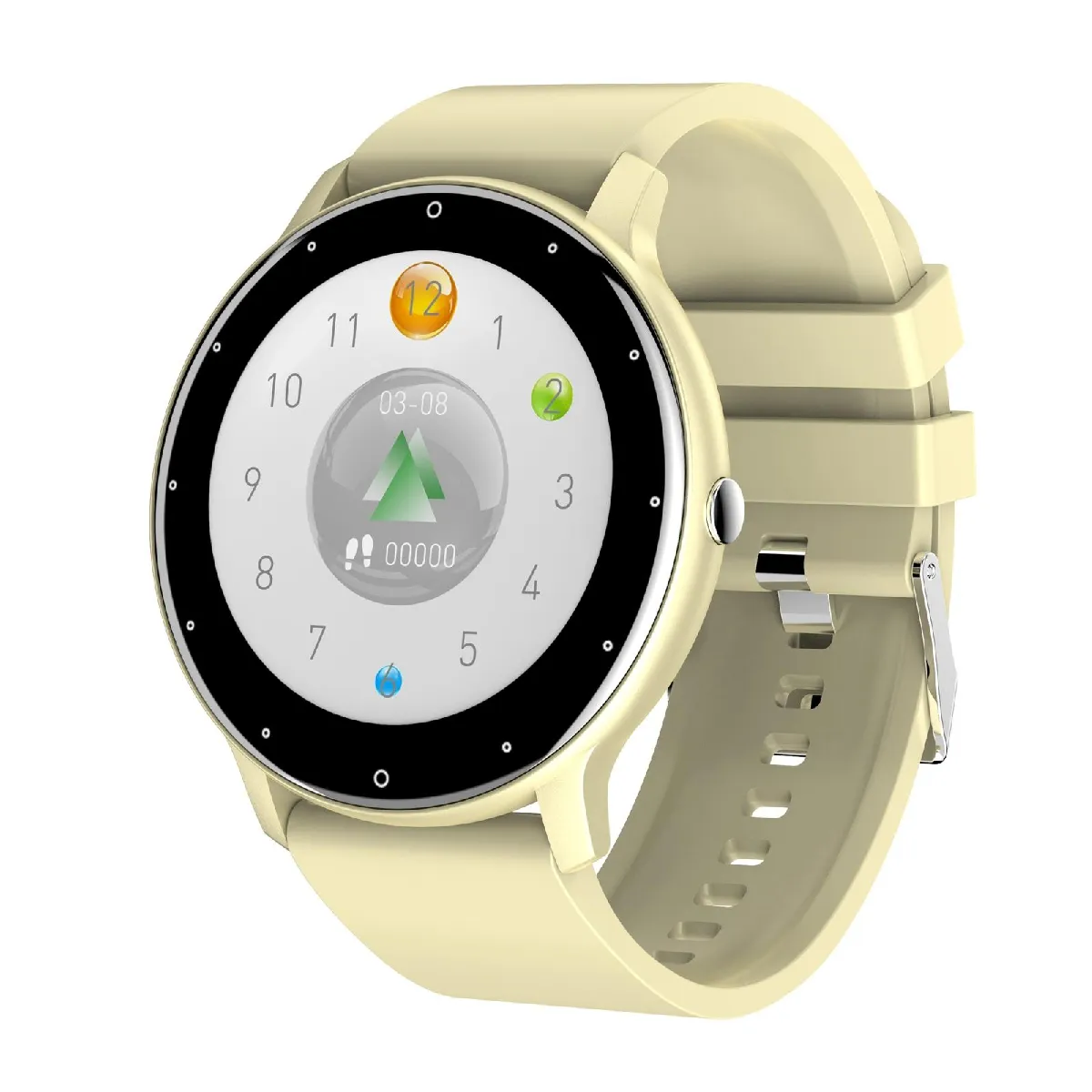 Yonis Montre Connectée Avec Fréquence Cardiaque - 1,28 Pouces - Or