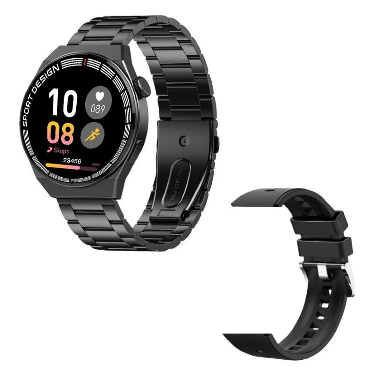 Yonis Noire Montre Connectée Cardio - 1,28 Pouces