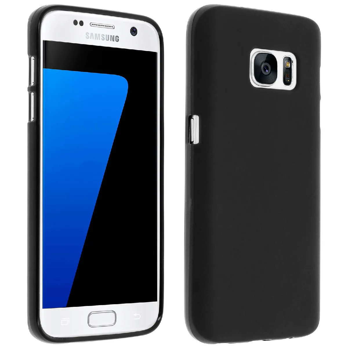 Avizar Noir Coque Silicone Gel Pour Samsung Galaxy S7 - Incassable