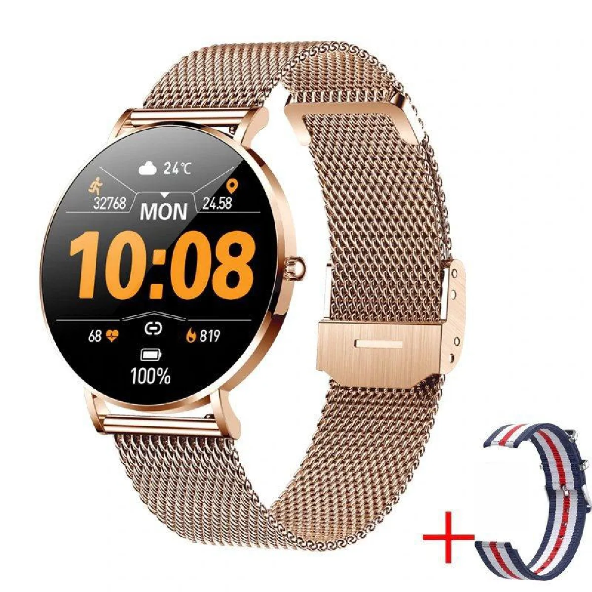 Yonis Orange Montre Connectée Suivi Santé Bluetooth