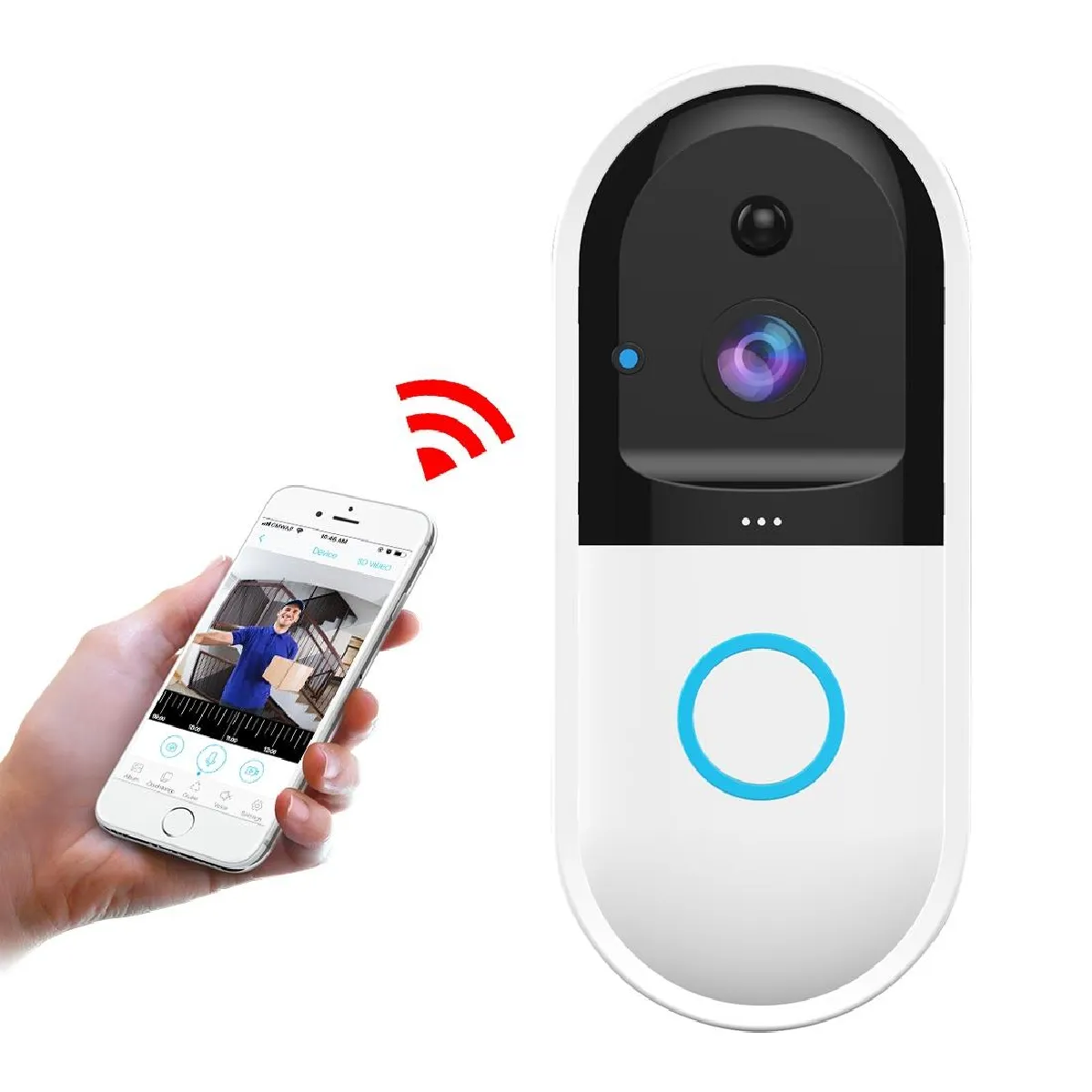 Yonis Interphone Vidéo Wifi 720P Vision Nocturne Surveillance À Distance Via Téléphone