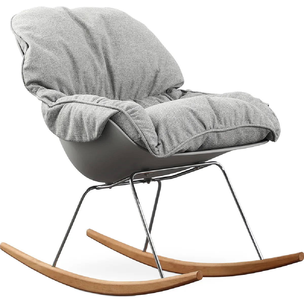 Chaise à Bascule Rembourrée - Design Scandinave - Ruma Gris Chaise à Bascule Rembourrée - Design Scandinave - Ruma Gris
