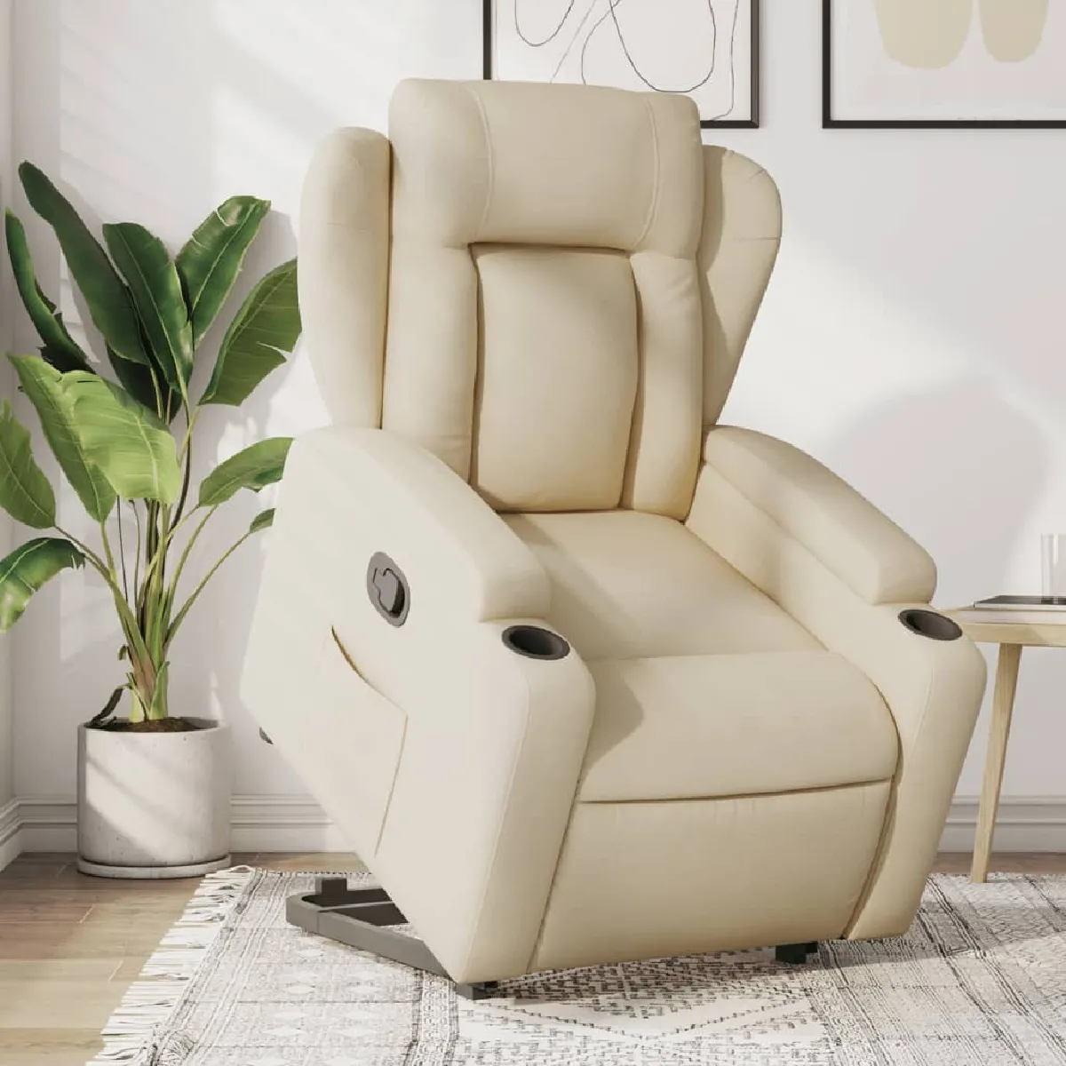 Vidaxl Fauteuil De Relaxation Inclinable Tissu Crème - Image 3