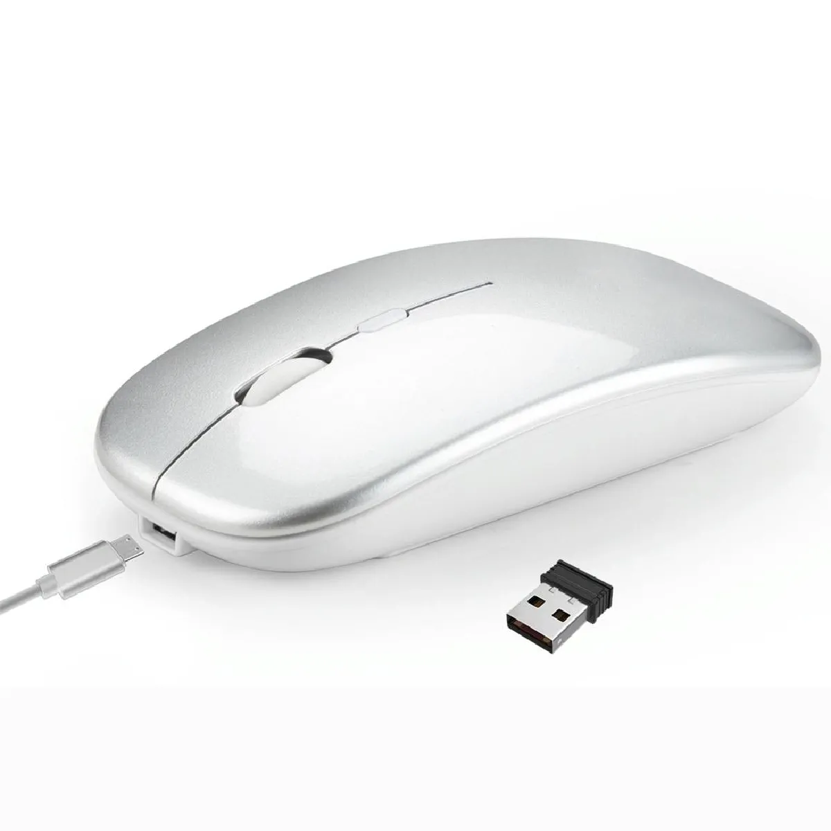 Yonis Argent Souris Sans Fil Silencieuse Rechargeable