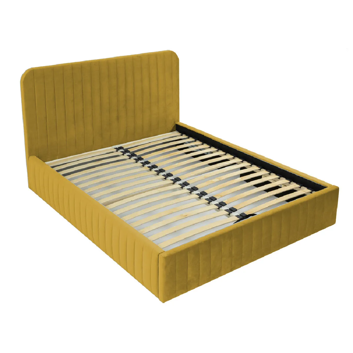 Bestmobilier lit coffre velours - Jaune