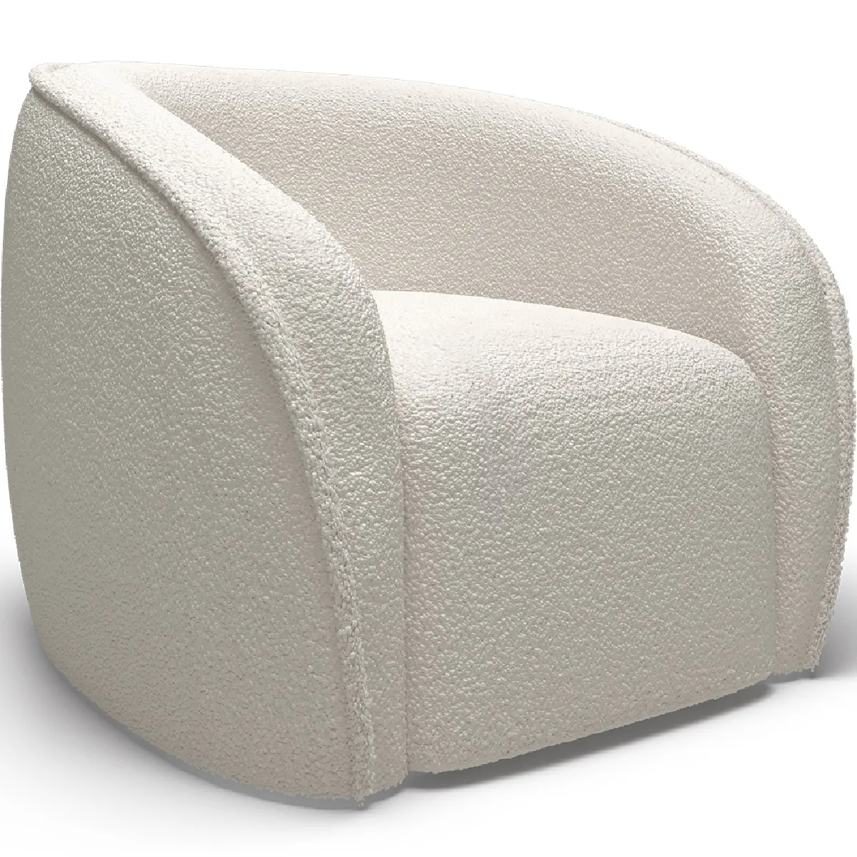 Fauteuil avec accoudoirs - Tapissé en tissu bouclé - Seral Blanc