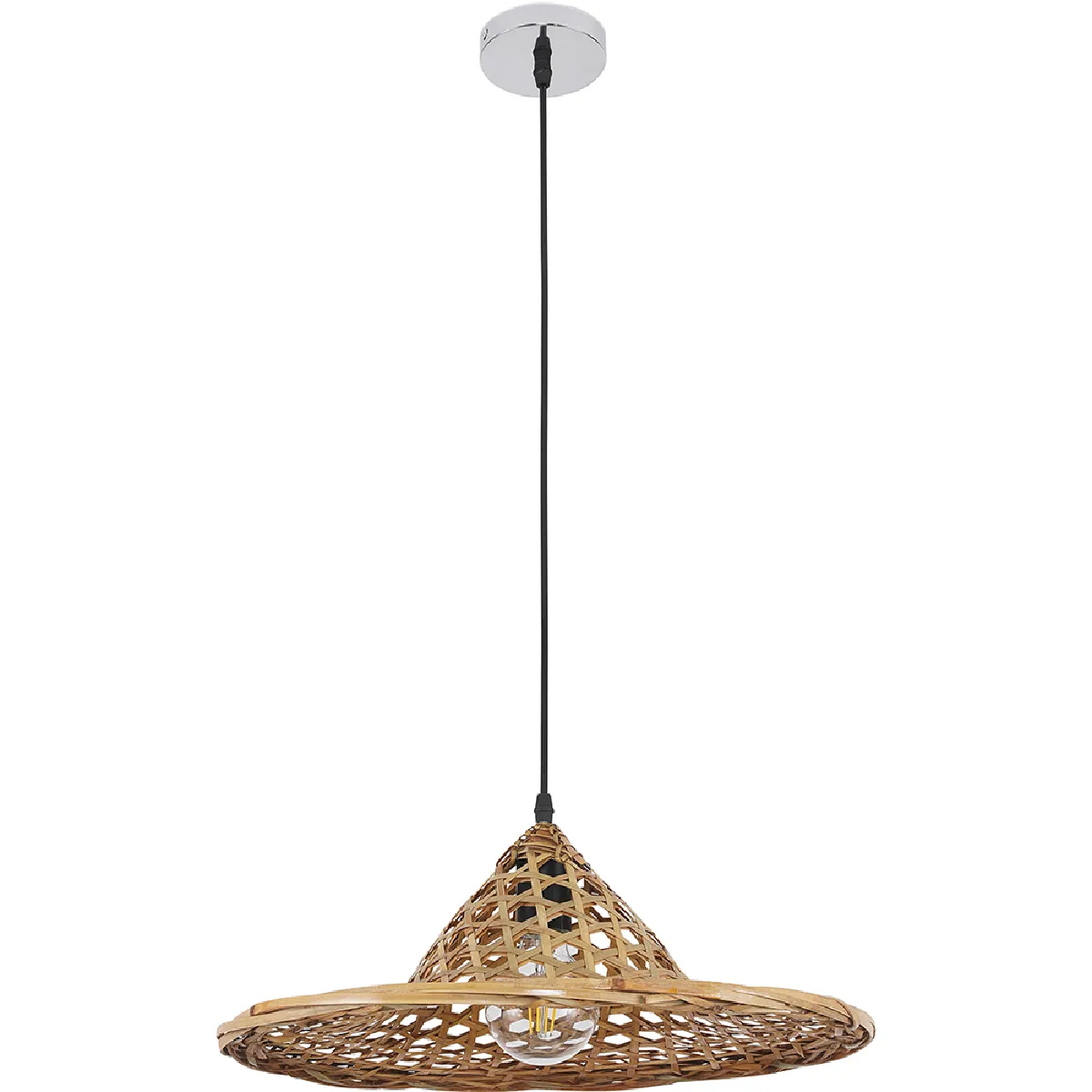 Lampe de plafond en bambou - Lampe suspendue de stile Boho Bali - Flora Bois naturel Lampe de plafond en bambou - Lampe suspendue de stile Boho Bali - Flora Bois naturel