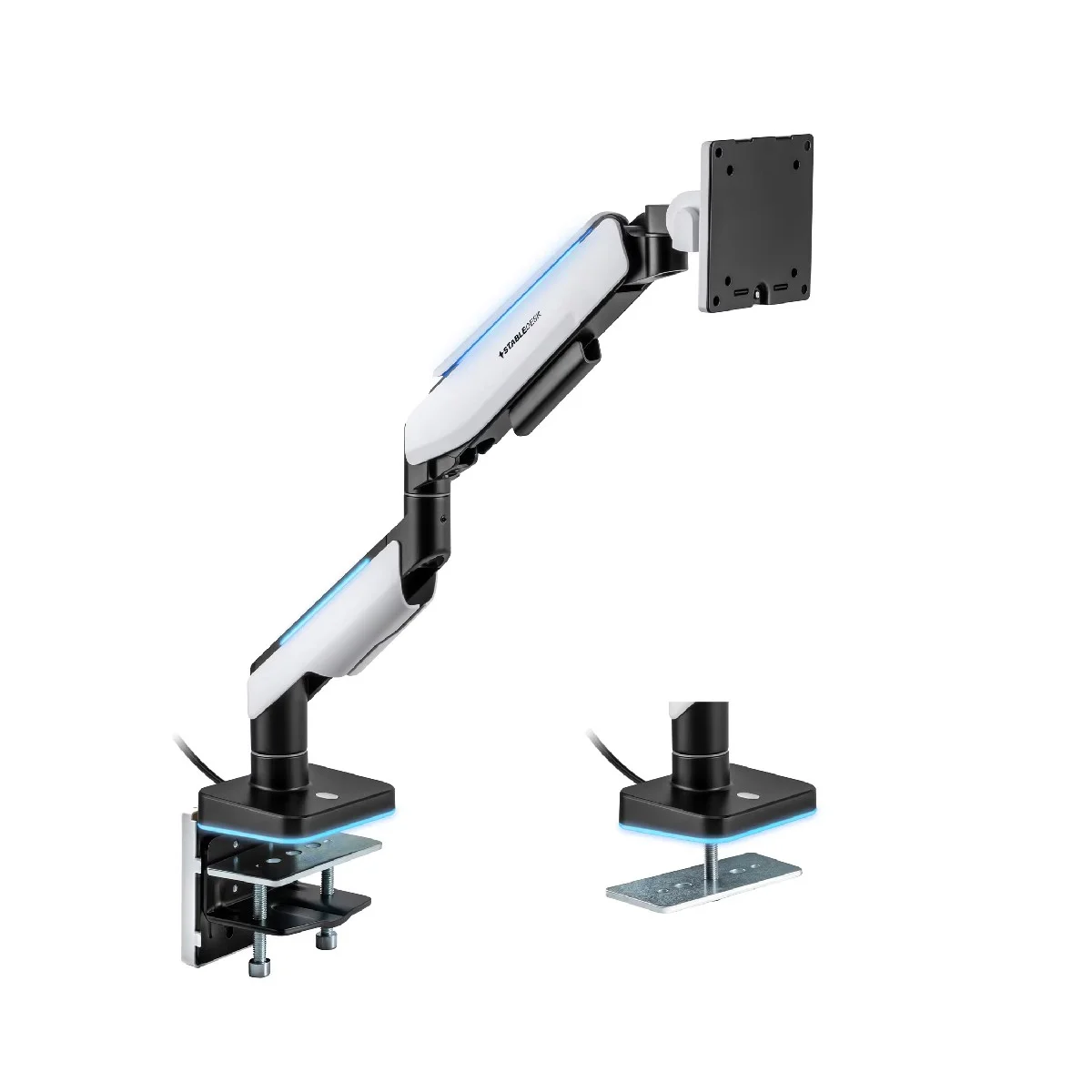 Ewent Blanc Support De Table Pour Écran/Tv Rgb - Pivotant Et Inclinable - Éclairage Rgb - Acier Et Alumi - Neuf - Image 3