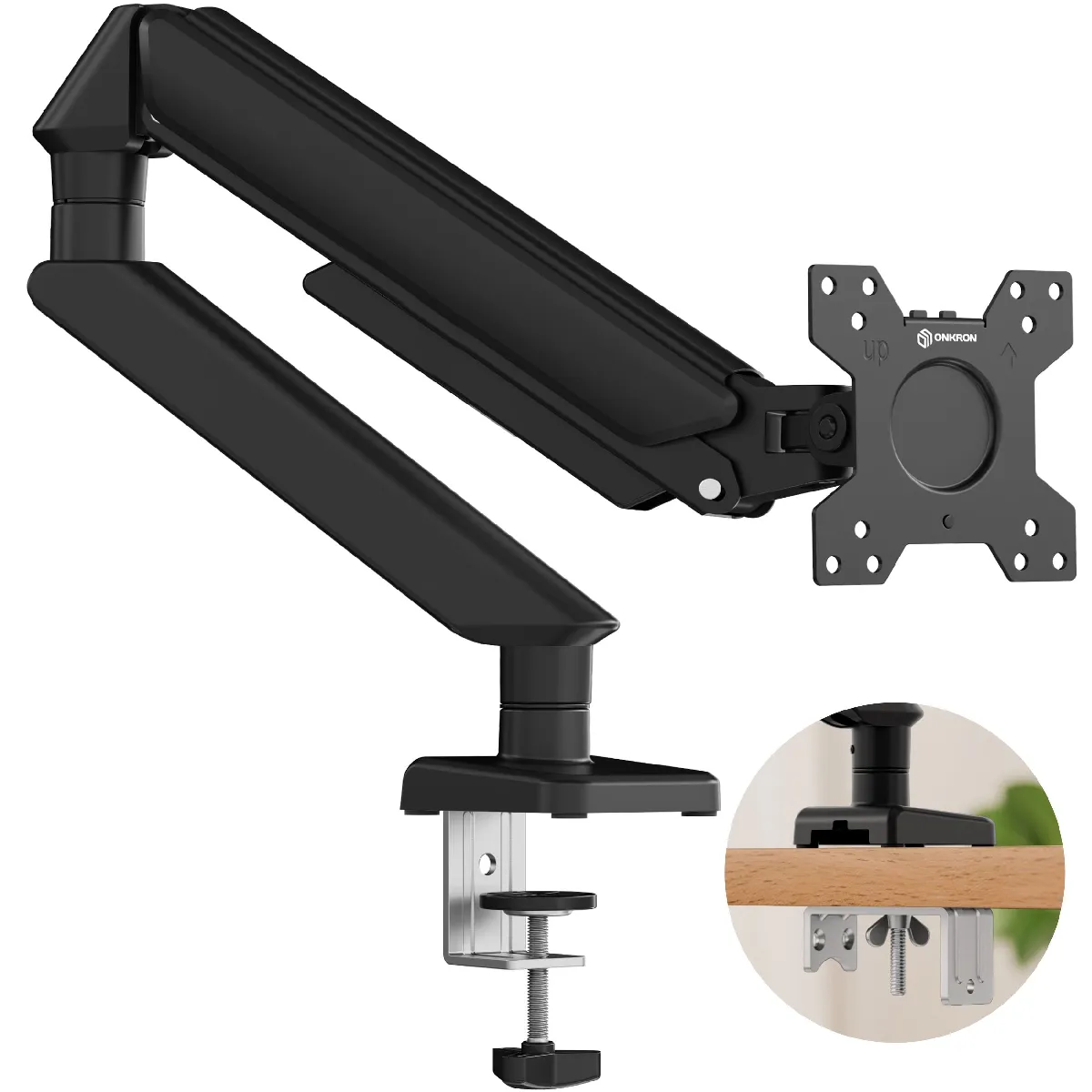 Non Communiqué Noir Onkron Bras Articulé Écran Pc 13-32 Pouces, Jusqu'à 8 Kg, Support Gaz Ressort Vesa 75X75 & 100X100, Inclinable Pivotant Rotatif G45-B - Image 2