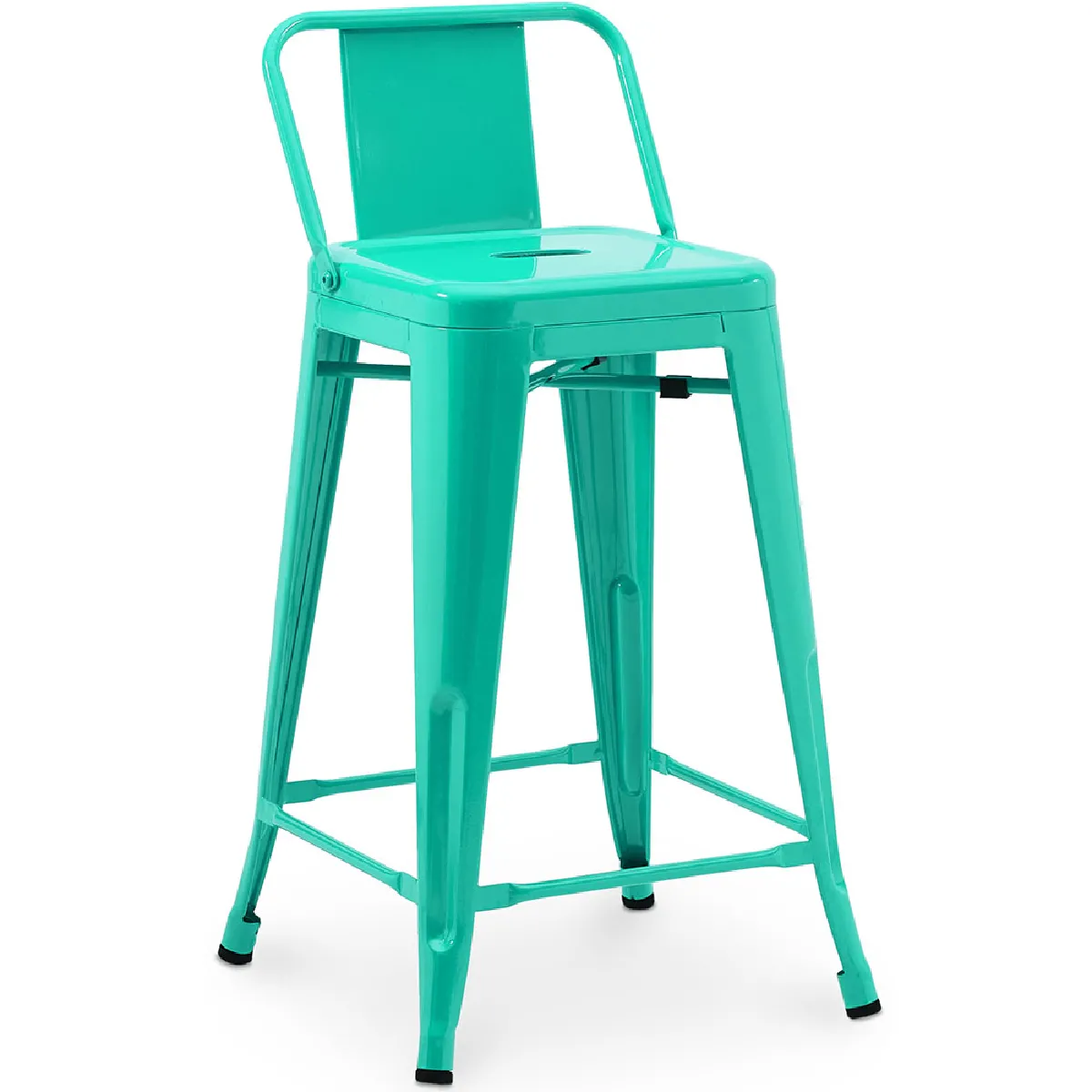 Tabouret de bar avec dossier - Design industriel - 60cm - Nouvelle édition - Stylix Vert pastel