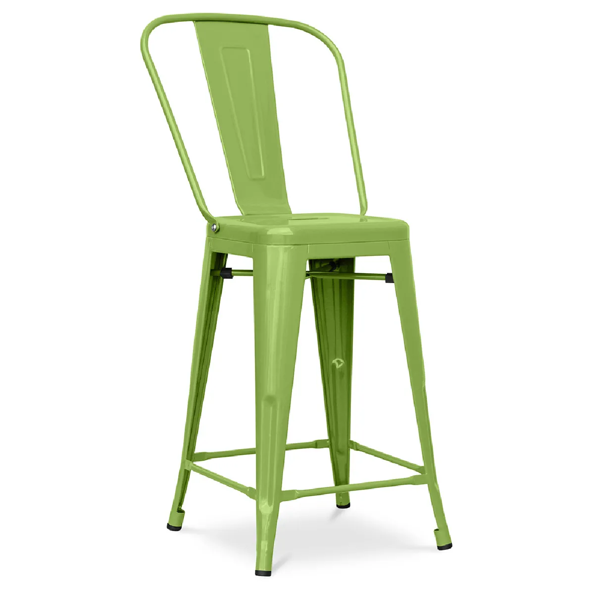 Tabouret de bar avec dossier - design industriel - 60cm - Stylix Vert clair