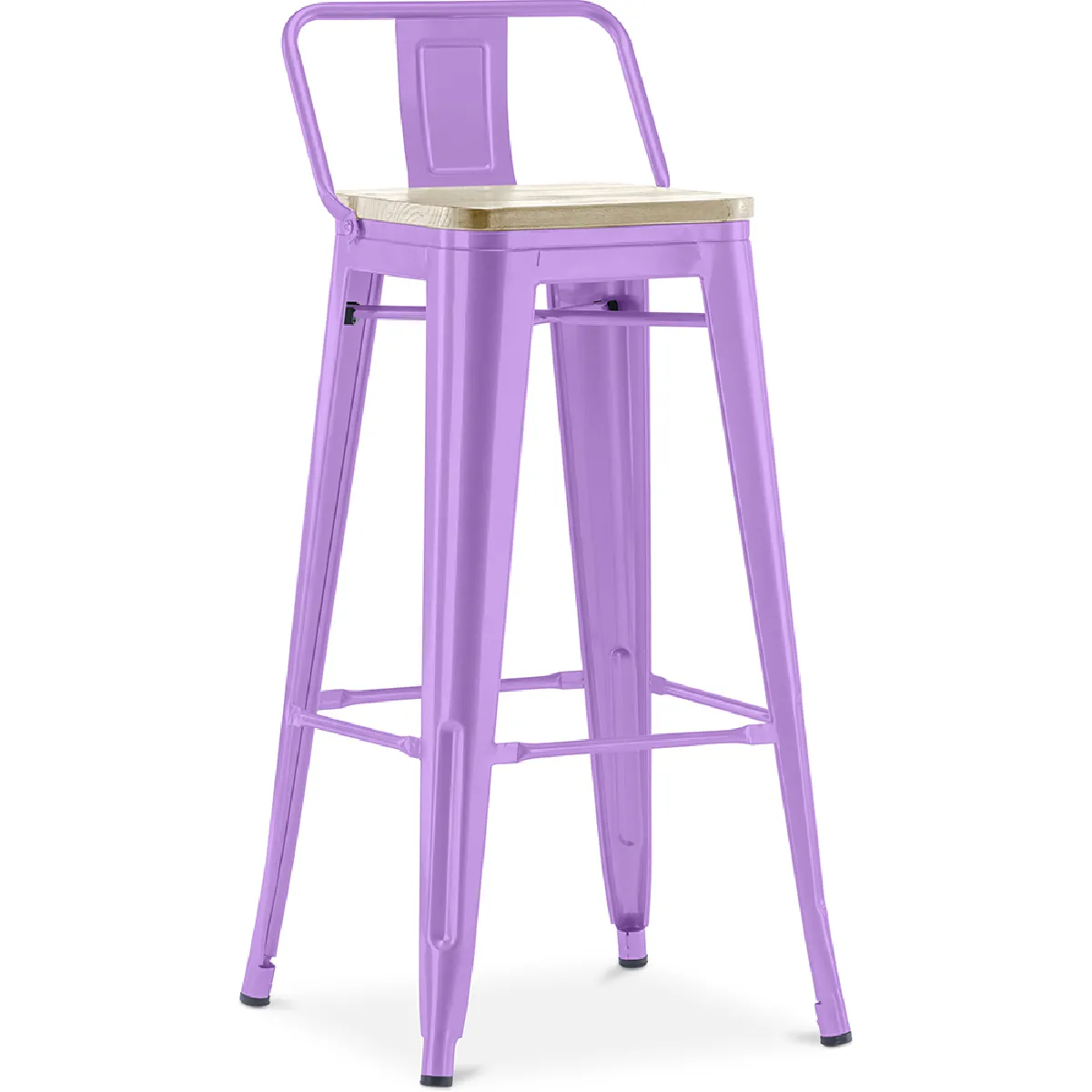 Tabouret de bar avec dossier - design industriel - 76 cm - Stylix Violet Clair
