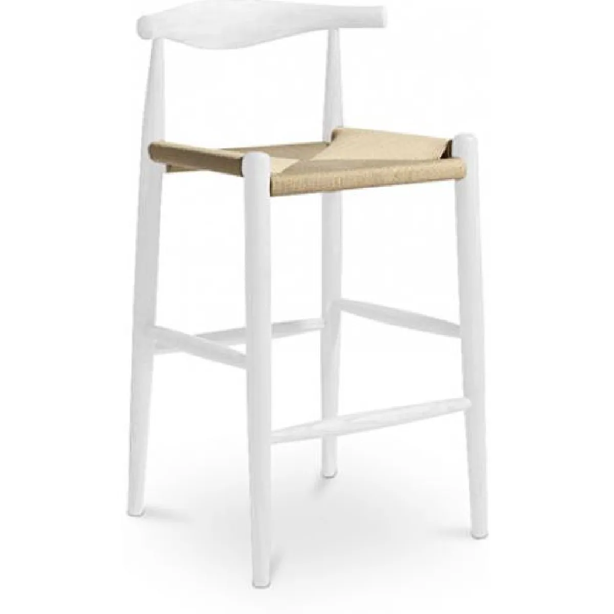 Tabouret de bar design Boho Bali - Bois - 75cm - Elb Blanc