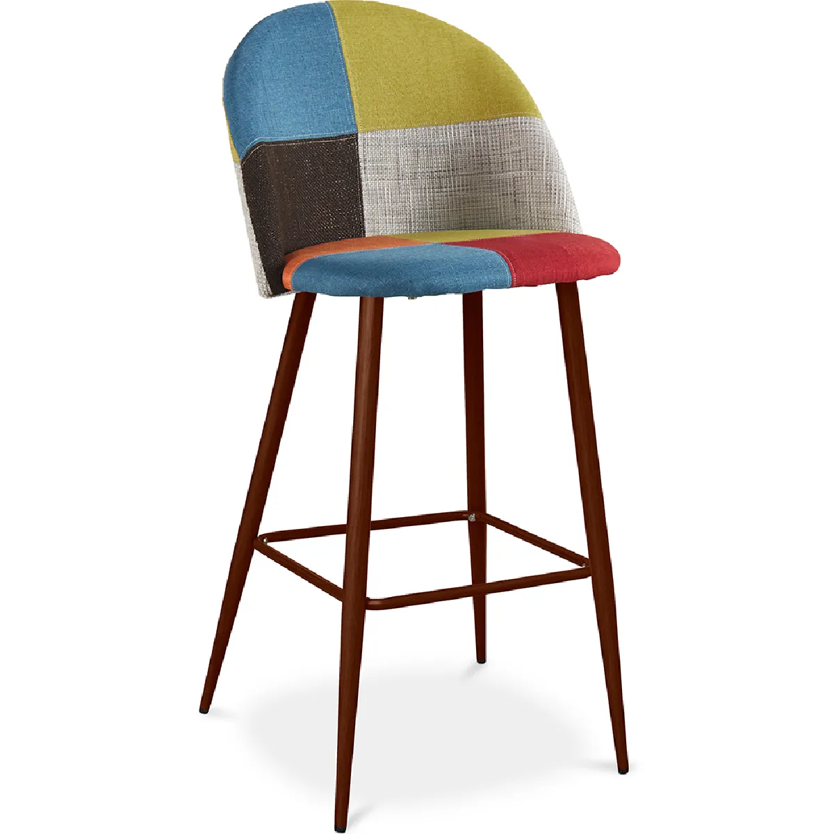 Tabouret Rembourré en Patchwork - Style Scandinave - Simona Multicolore