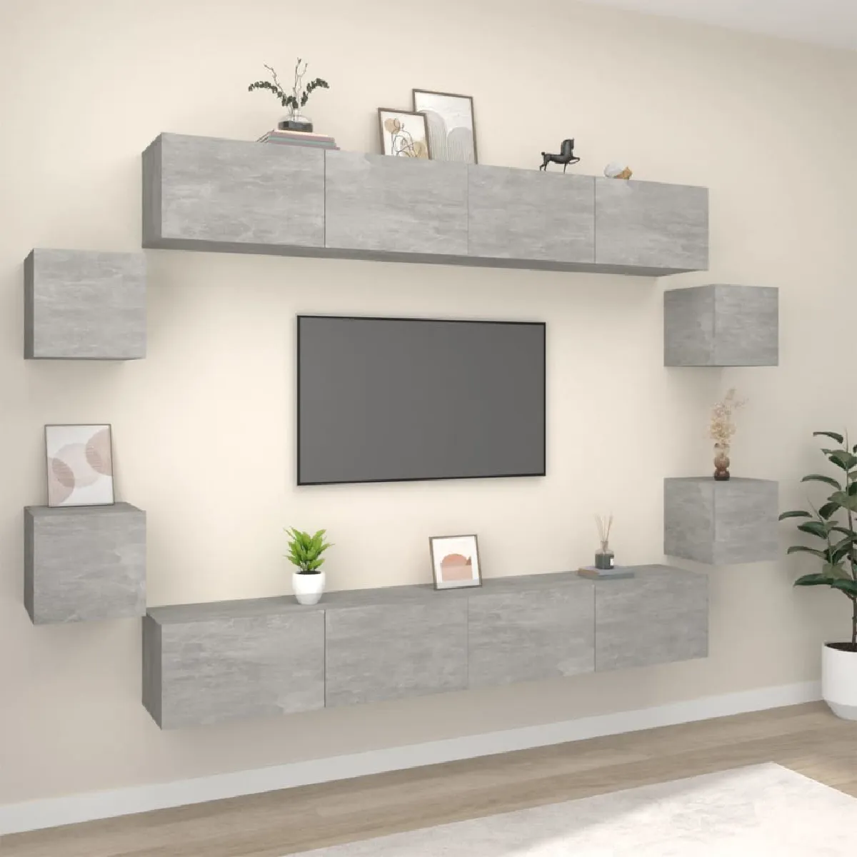 vidaXL Ensemble de meubles TV 8 pcs béton