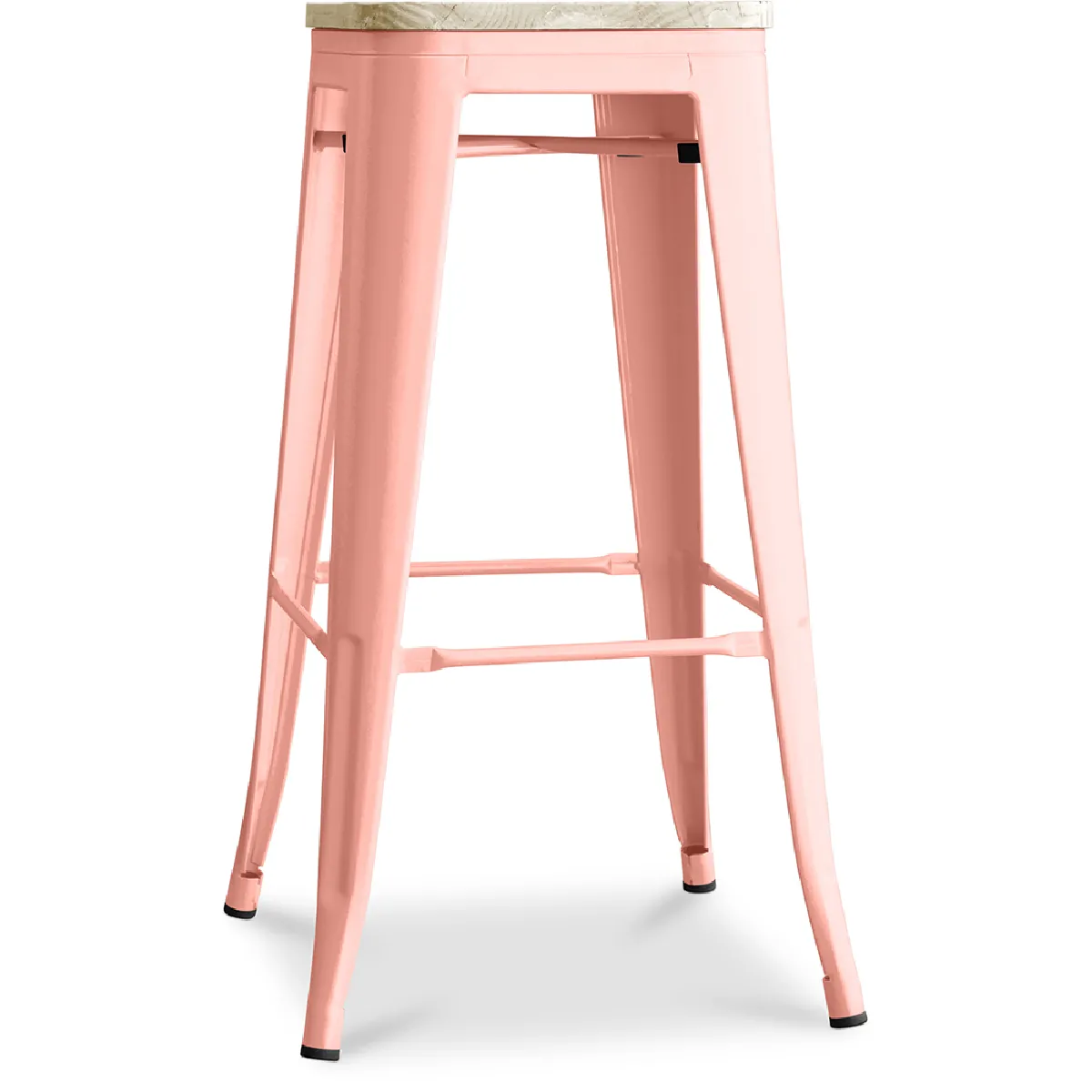 Tabouret de bar - Design industriel - Bois et acier - 76cm - Nouvelle édition - Stylix Orange pâle