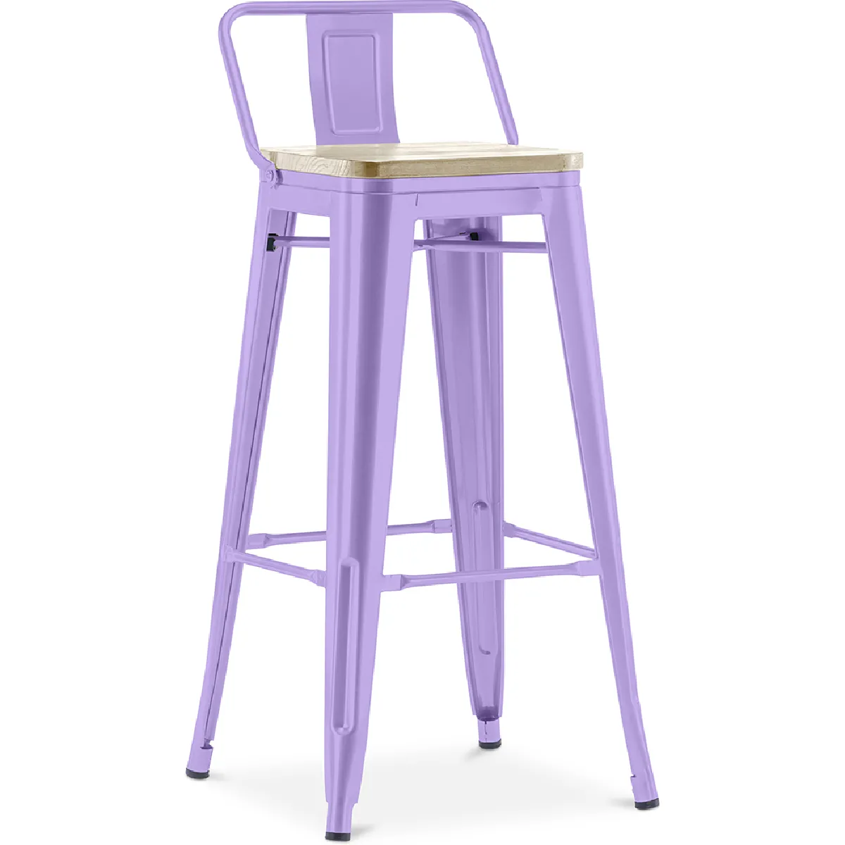 Tabouret de bar avec dossier - design industriel - 76 cm - Stylix Violet pastel