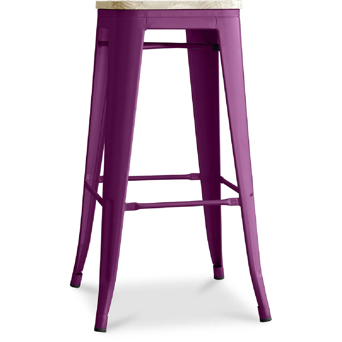 Tabouret de bar - Design industriel - Bois et acier - 76cm - Nouvelle édition - Stylix Violet