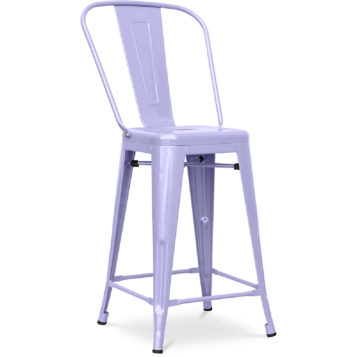 Tabouret de bar avec dossier - design industriel - 60cm - Stylix Lavande