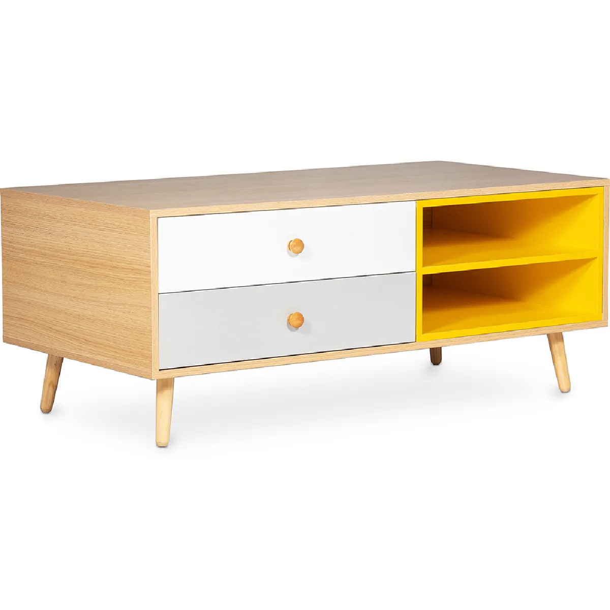 Meuble TV en Bois - Design Scandinave - Lenark Bois naturel Meuble TV en Bois - Design Scandinave - Lenark Bois naturel