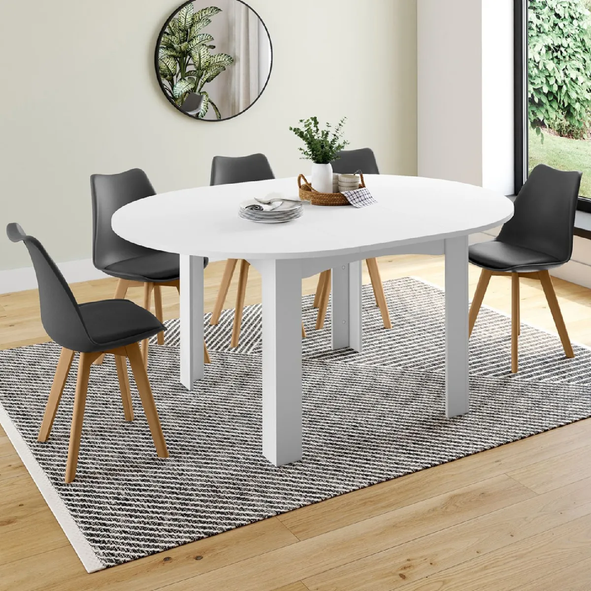 Table à Manger Ronde Extensible YSEULT - Style Industriel Bois Et Noir, 4 à 8 Personnes, 110-150cm - 3
