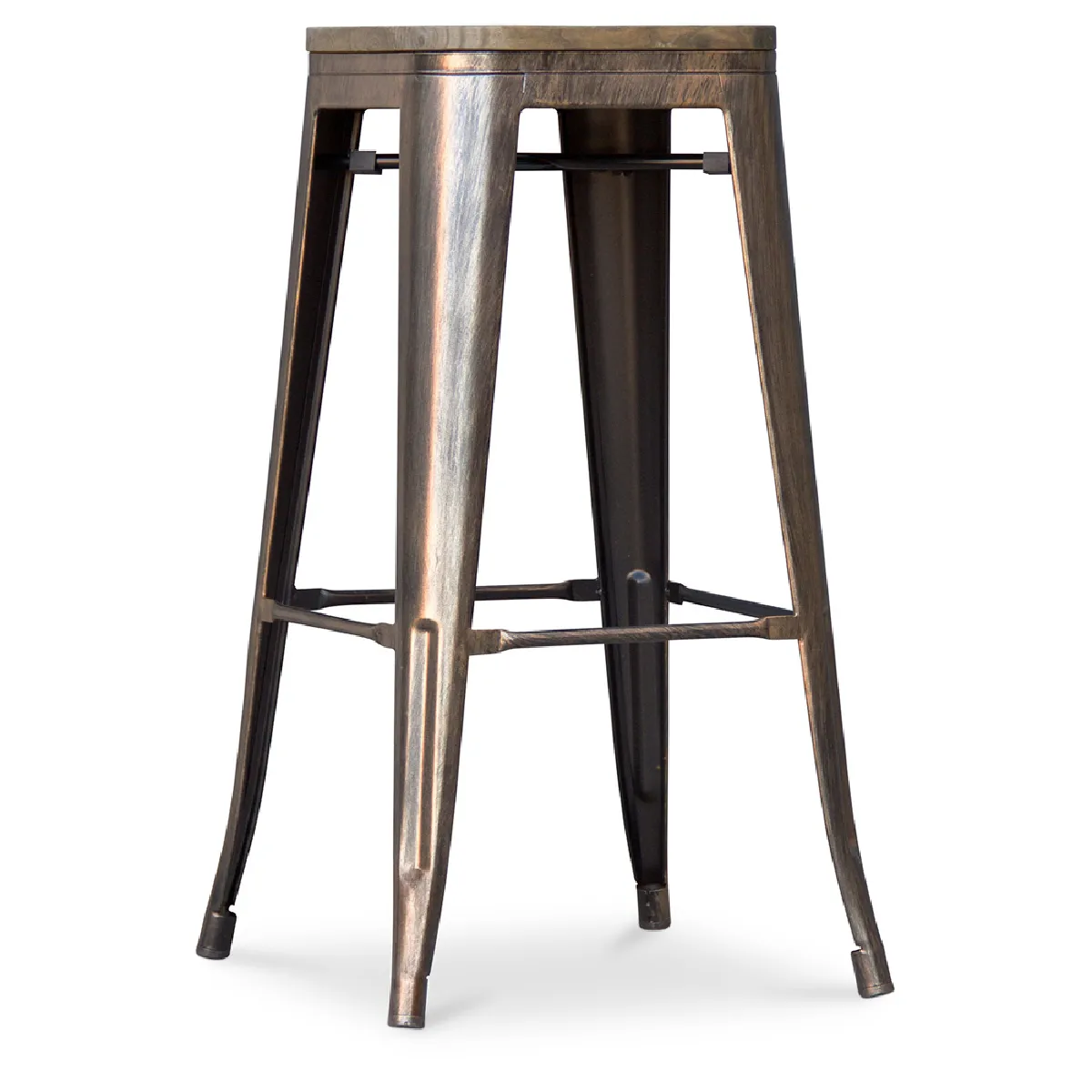 Tabouret de bar - Design industriel - Bois et acier - 76 cm - New Edition- Stylix Bronze métallisé