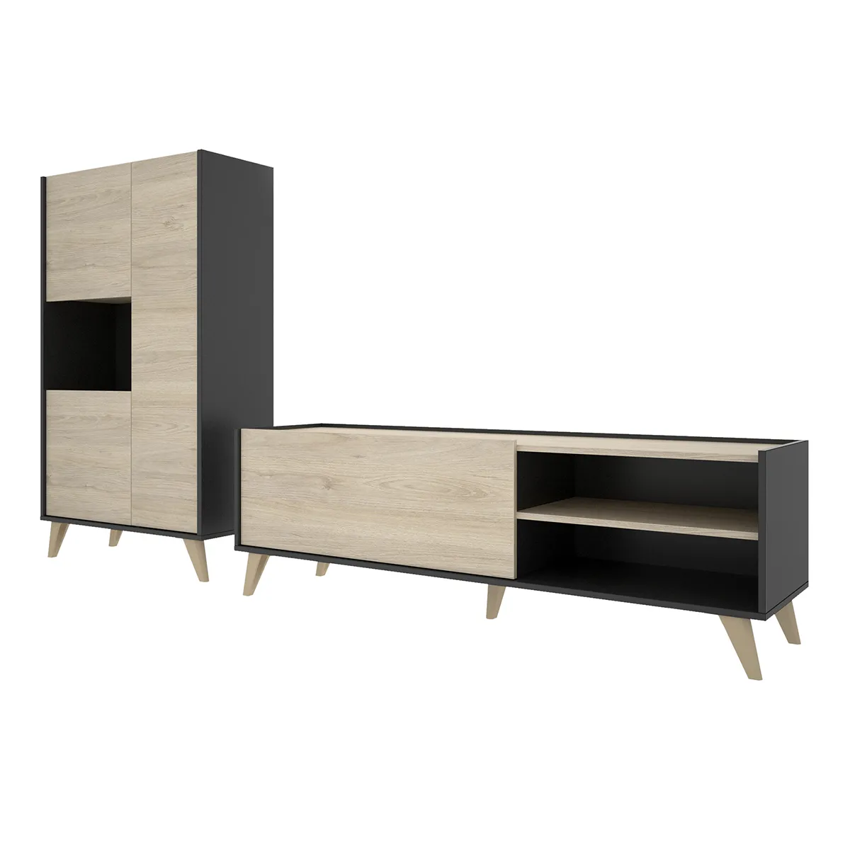 Pegane Meuble TV salon - Graphite