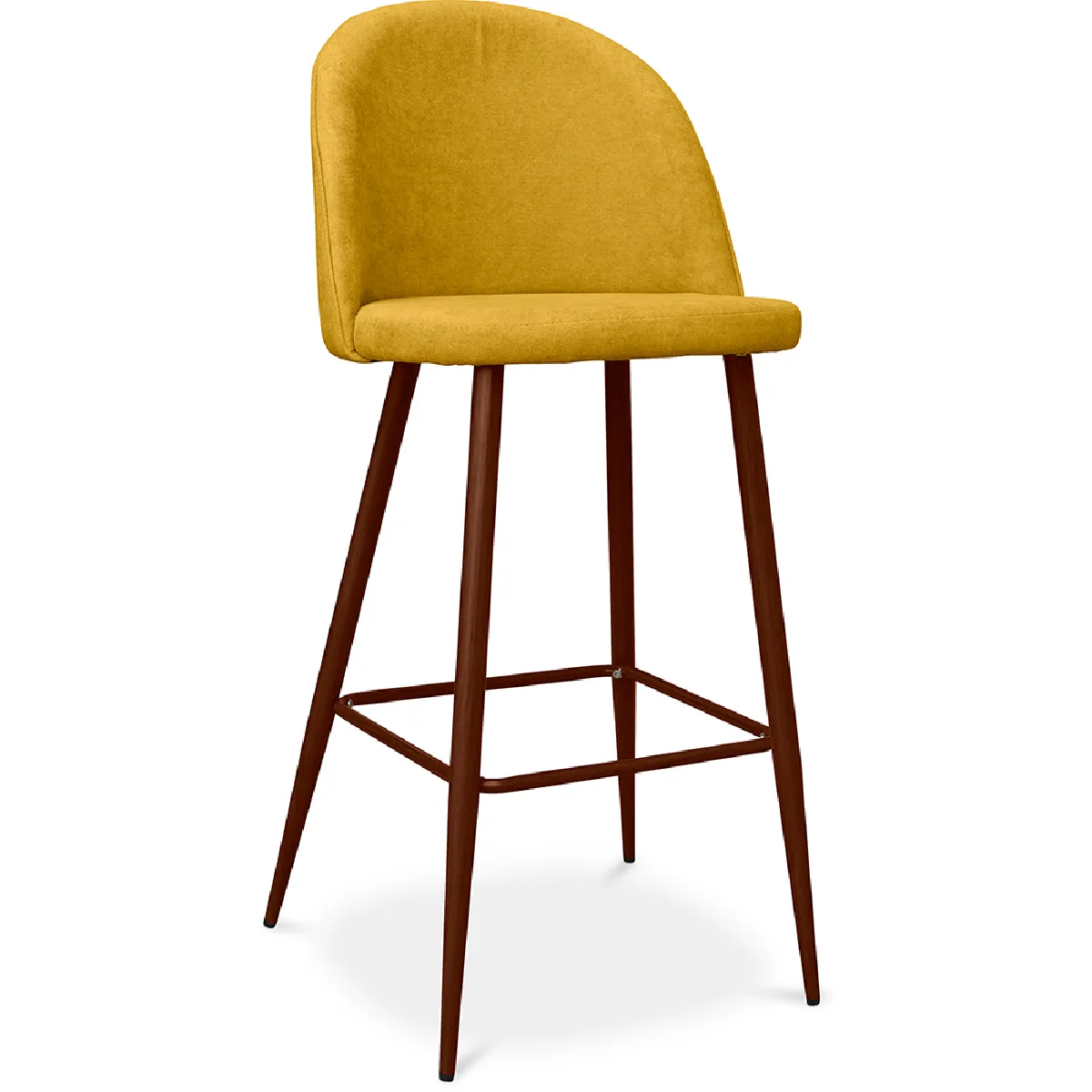Tabouret rembourré en tissu Design scandinave 76cm Evelyne Jaune - vue 5