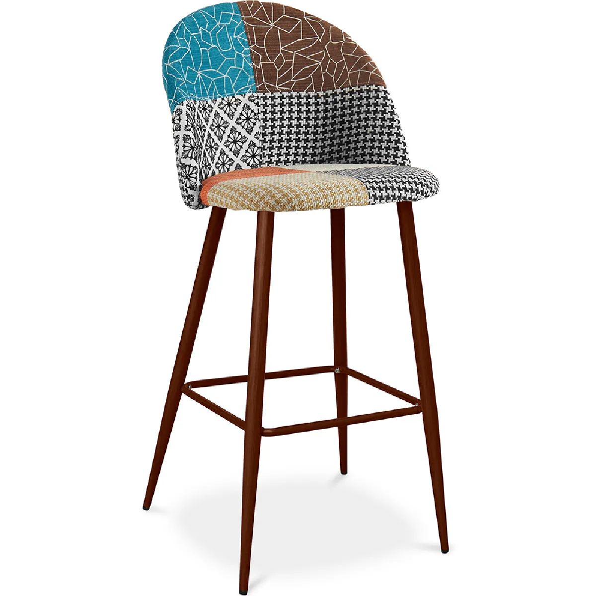 Tabouret Rembourré en Patchwork - Style Scandinave - Patty Multicolore