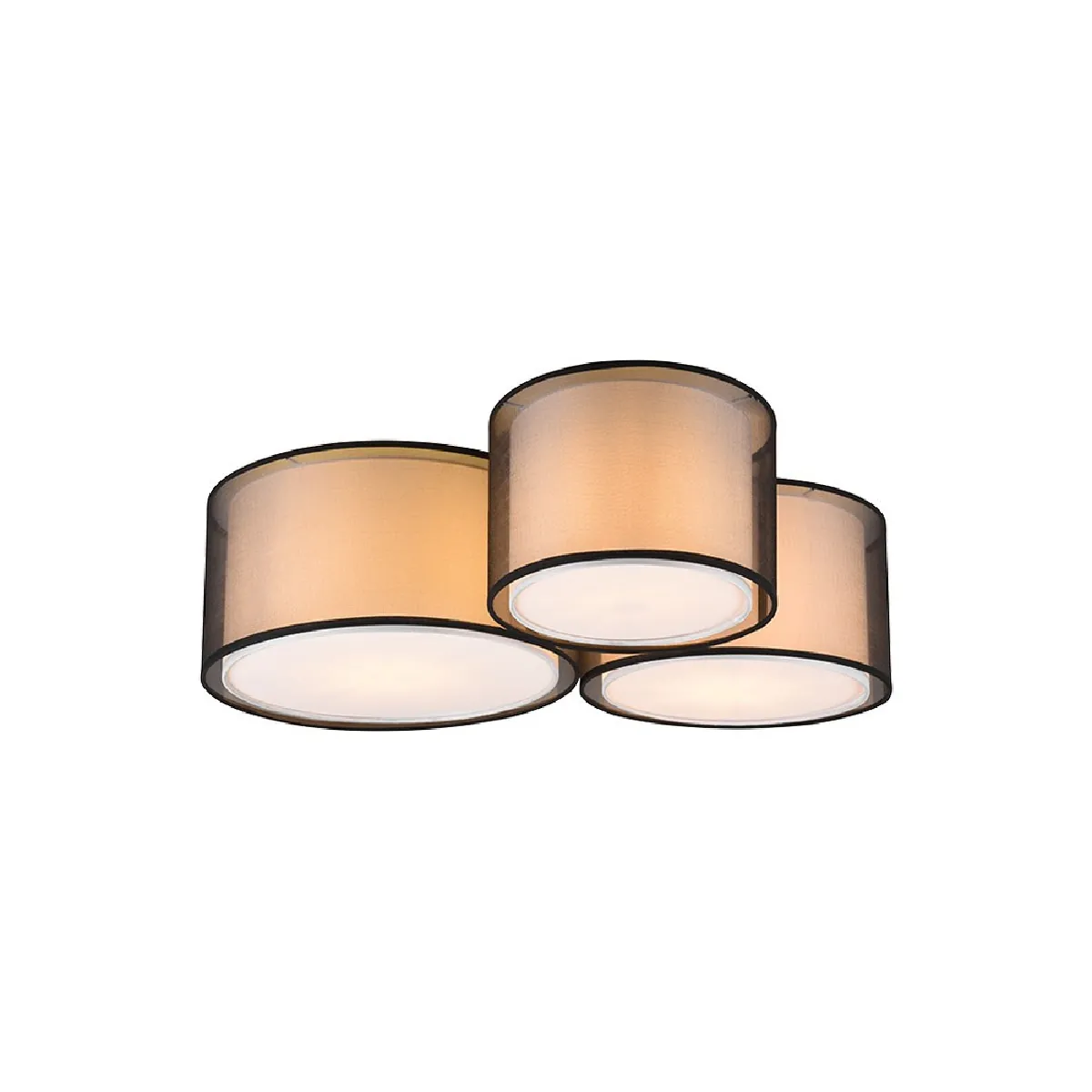 Lumiere Plafonnier rond 3 lampes - Noir