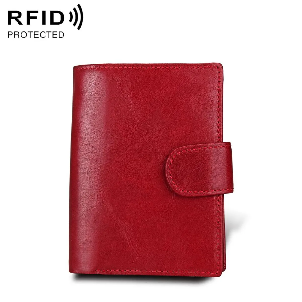 Porte-Carte Homme Portefeuille Protection Magnétique Cuir Anti-Magnet Rfid Rouge
