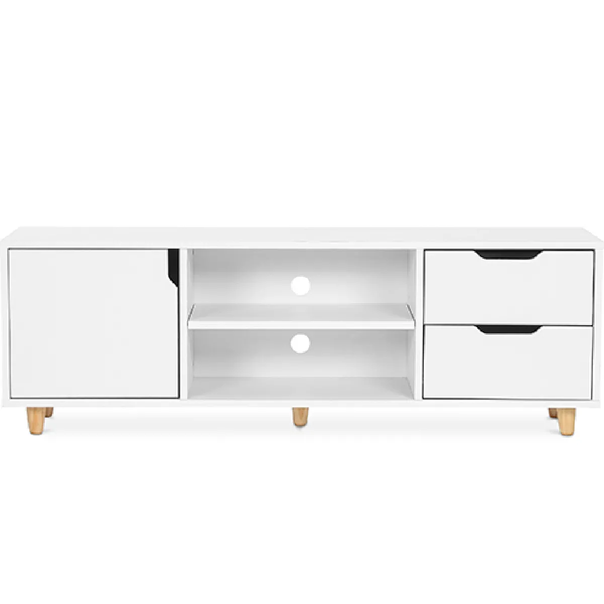 Meuble TV en Bois - Design Scandinave - Waan Blanc Meuble TV en Bois - Design Scandinave - Waan Blanc