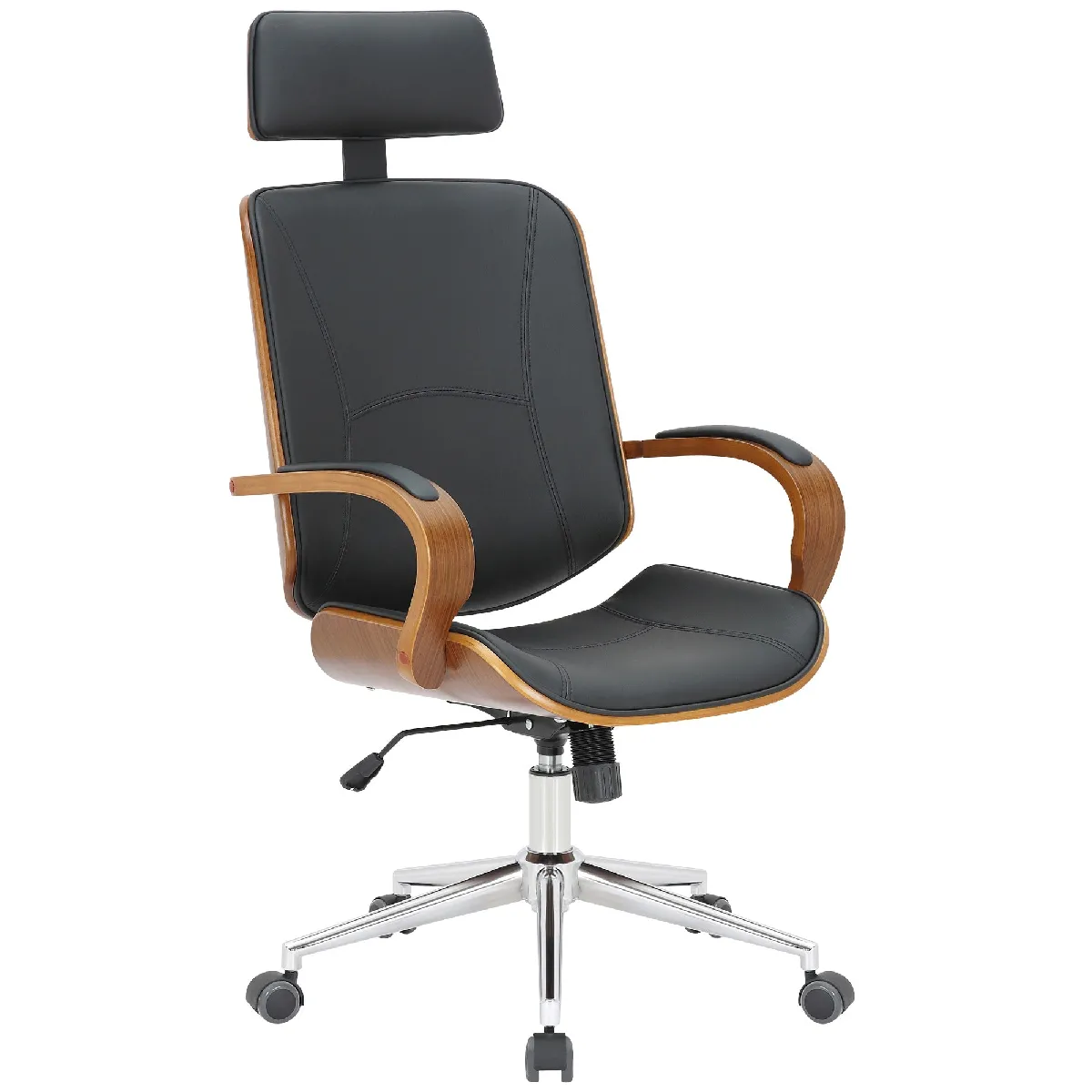 Chaise de bureau design - Noyer/Noir