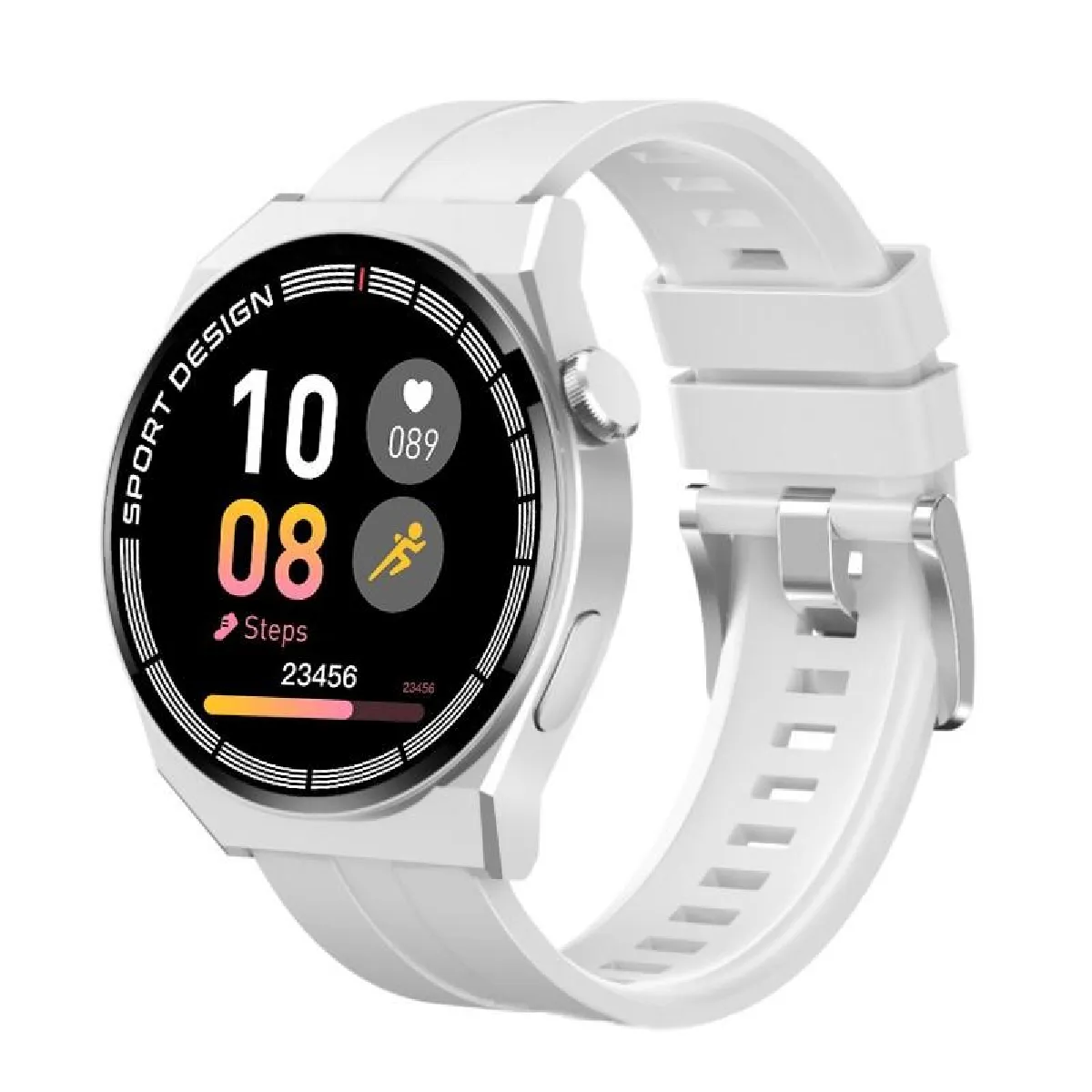 Yonis Argent Montre Connectée 1.28 Pouces Surveillance Santé Appels Bluetooth Nfc Silicone - Image 2
