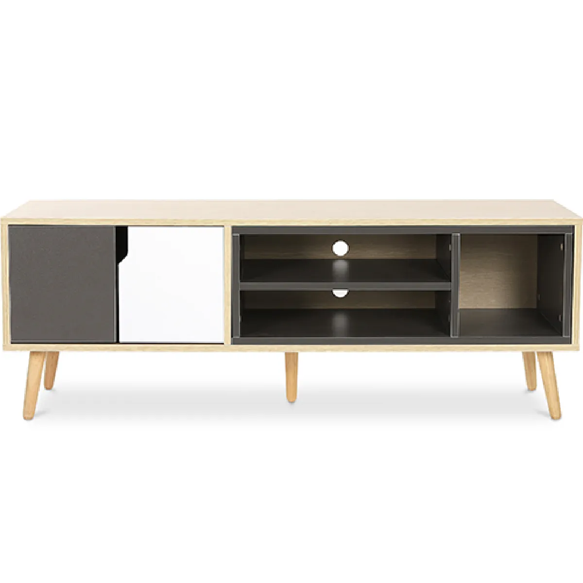 Meuble TV en Bois - Design Scandinave - Bjorn Gris Meuble TV en Bois - Design Scandinave - Bjorn Gris