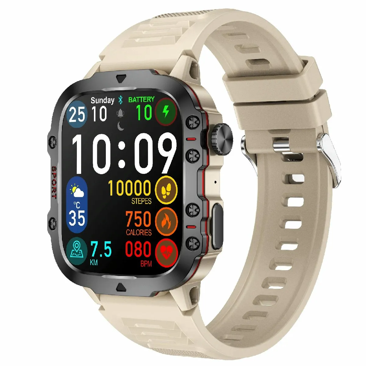 Yonis Montre Connectée Avec Suivi Cardio - Crème