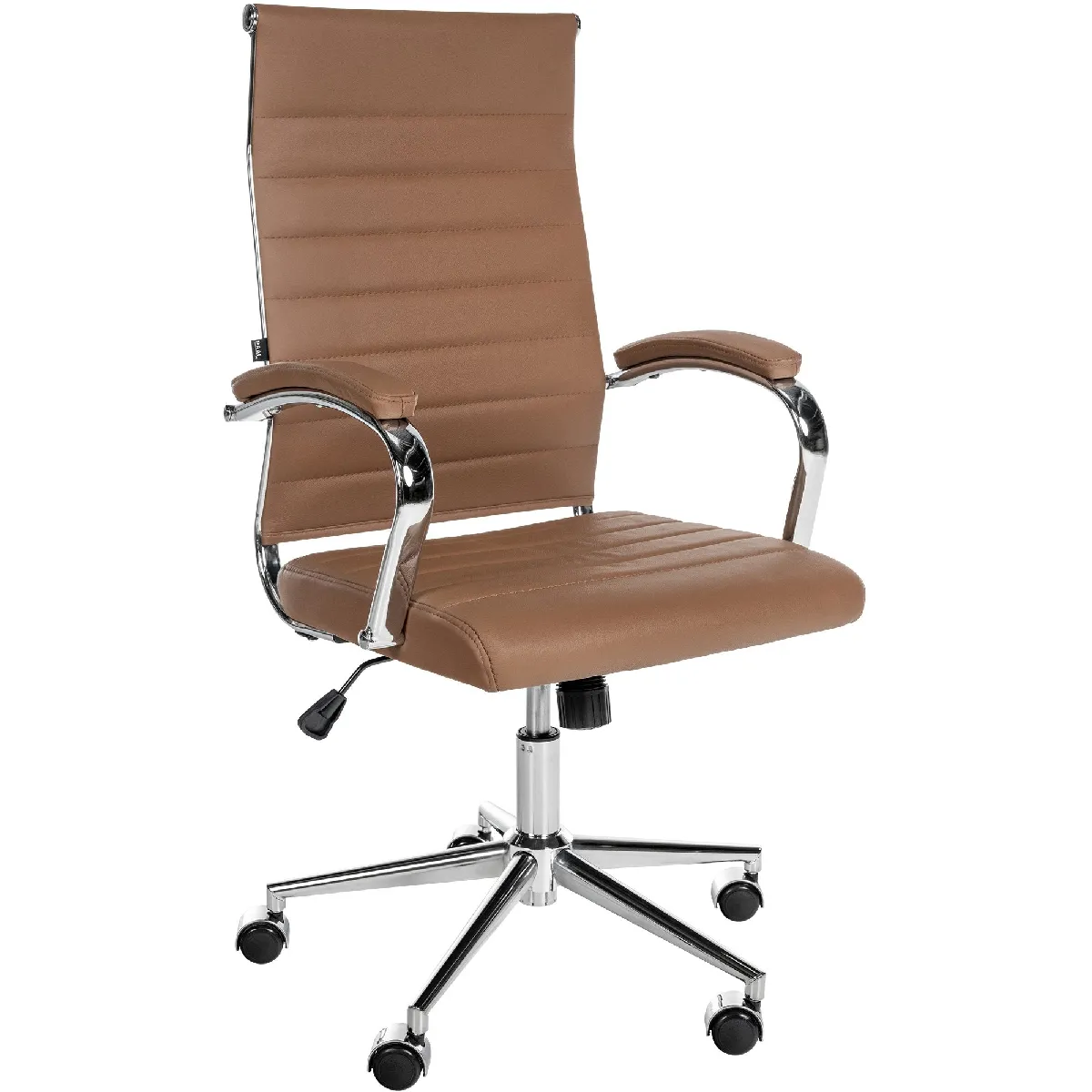 Decoshop26 Fauteuil cuir véritable - Marron Clair