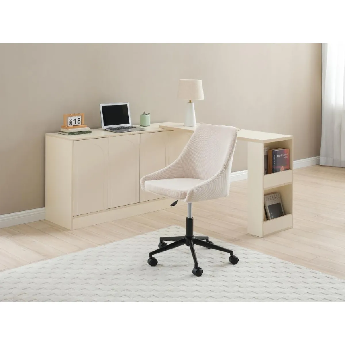 Vente-unique Chaise de bureau Masurie Crème et Noir Vente-unique Chaise de bureau Masurie Crème et Noir